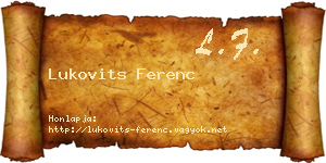 Lukovits Ferenc névjegykártya